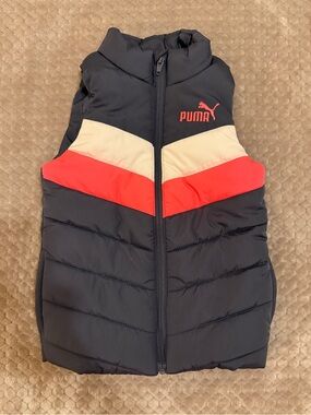 Puma Kids Black, Red & Cream Chevron Puffer Vest
